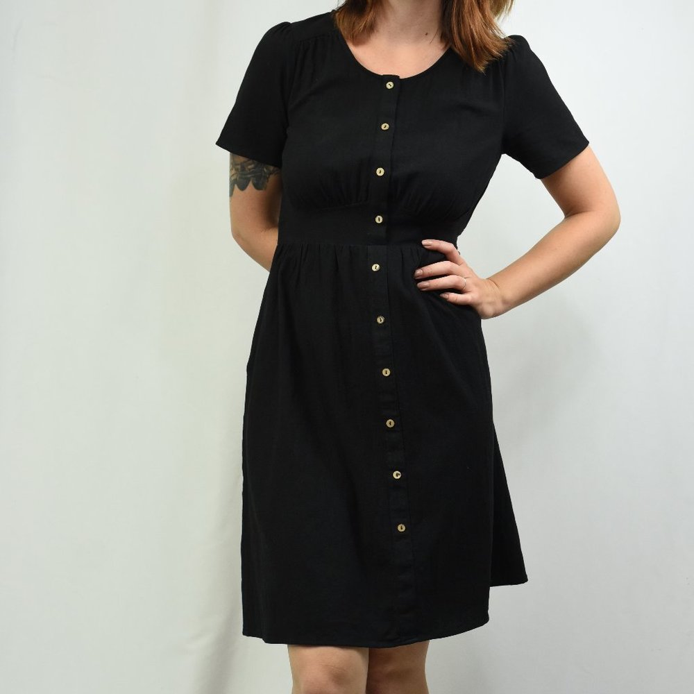 Roolee Pieced Waist Button Down Midi Dress Sz M - Picture 4 of 11